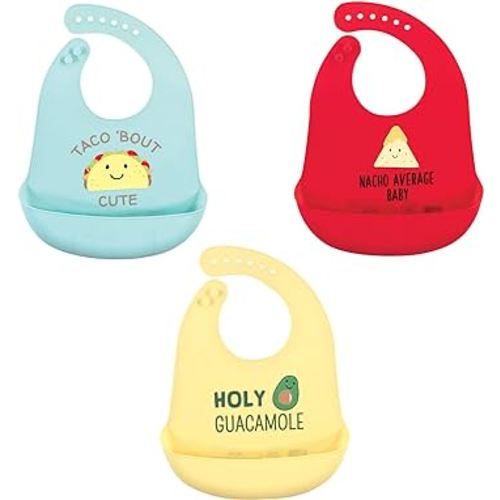 Hudson Baby Unisex Baby Silicone Bibs, Tacos, One Size