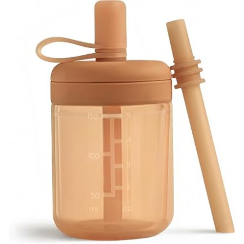 Moonkie Baby Straw cup | Silicone Toddler Sippy Cup Training Cup with Straw Lid | BPA-Free Drop-Proof Baby Cup | Led Weaning | 6 Months+, 5 oz, 1pack