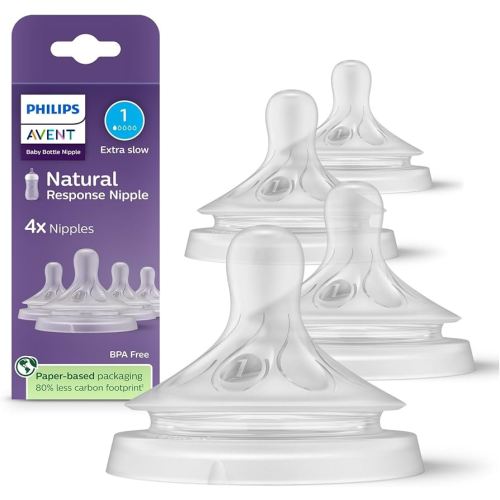 Amazon.com : Philips Avent Natural Response Nipples, Extra Slow Flow, BPA-Free, 4-Pack | Baby-Controlled Flow, No-Drip Design, Anti-Colic Valve, Wide Breast-Shaped Nipple, 4-Pack, SCY961/44 : Baby