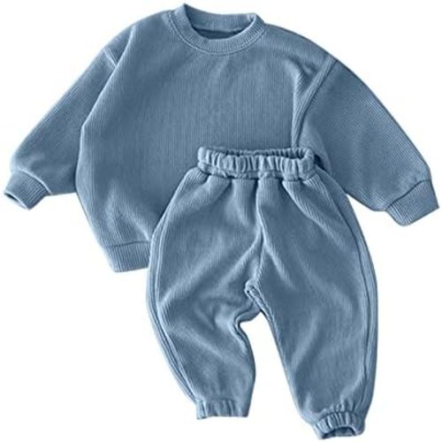 Newborn Baby Boys Girls Sweatsuit Tracksuit Solid Long Sleeve Pullover Underwear and Sweatpants Set Fall Winter Outfit