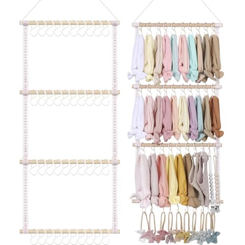 POVETIRE Headband Holder for Girls Baby Headband Organizer Head Bands Hair Accessories Display Organizer Wall Hanging Decor for Nursery baby Room