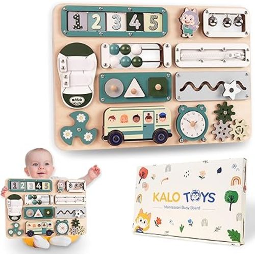Large Busy Board Montessori Toys for 1 2 3 Year Old - Sensory Toys for Toddlers 1-3 - Fine Motor Skills & Early Learning - Montessori Gift for Boys & Girls - Travel-Friendly & Safe (Green)