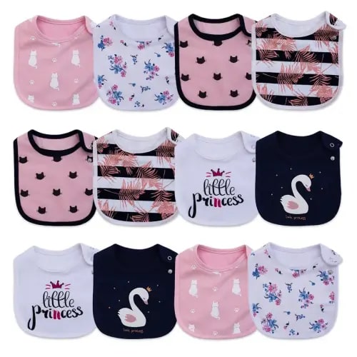 12 Pack High-Quality Cotton Baby Bibs – Soft Absorbent Feeding - TikTok Shop