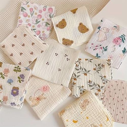 10Pcs Baby Washcloths Set Cute Cartoon Print Double Layer Gauze Infant Face Towel Reusable Wipes Absorbent Burp Cloth Soft Baby Washcloths for Face : Amazon.ca: Baby