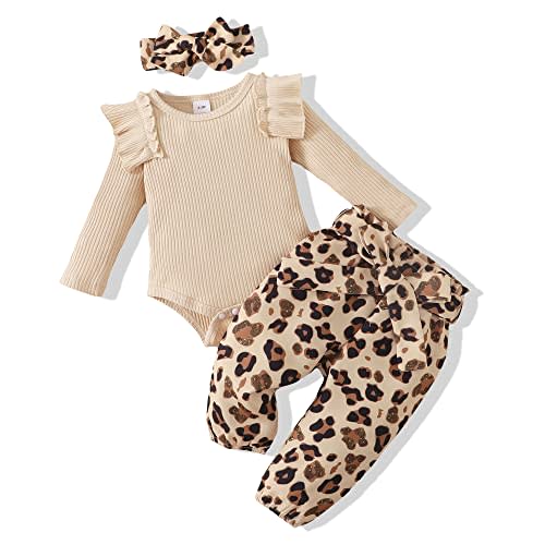 Renotemy Newborn Baby Girl Clothes Outfits Infant Romper Ruffle Floral Pants Cute Toddler Baby Girl Clothes Set