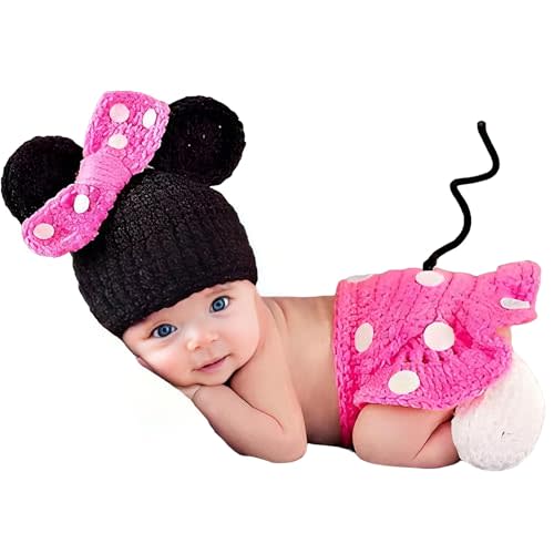Jastore Photography Prop Baby Costume Cute Crochet Knitted Hat Cap Girl Boy Diaper Shoes Mouse