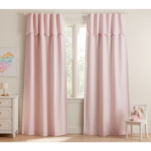Evelyn Linen Scallop Valance Blackout Curtain | Pottery Barn Kids