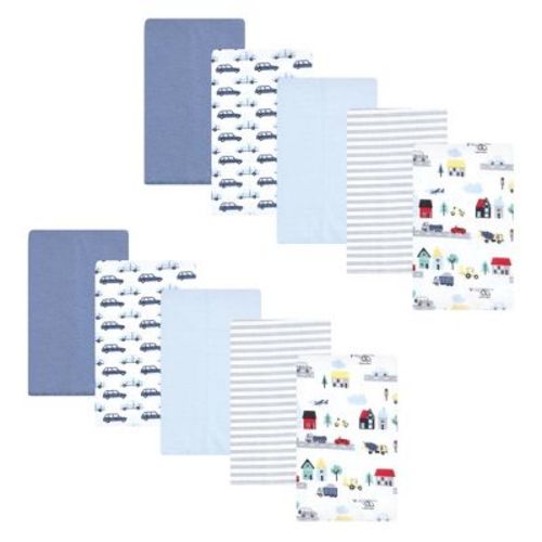 Hudson Baby Boys Cotton Flannel Burp Cloths 10-Pack, City Life, One Size