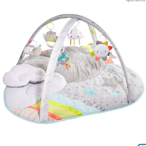 Skip Hop Tummy Time Mat, 3-in-1 Activity Baby Play Gym, Age 0+, Silver Lining Cloud, Grey