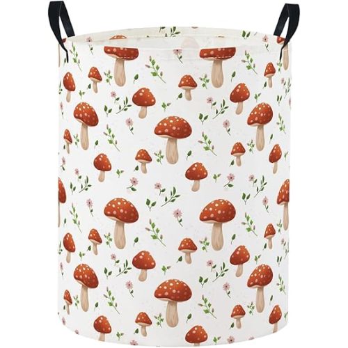 Baby Laundry Basket Baby Nursery Hamper Kids Laundry Basket Toy Storage Bin for Boys Room Decor Gift Baskets for Bedroom Bathroom(Mushroom)