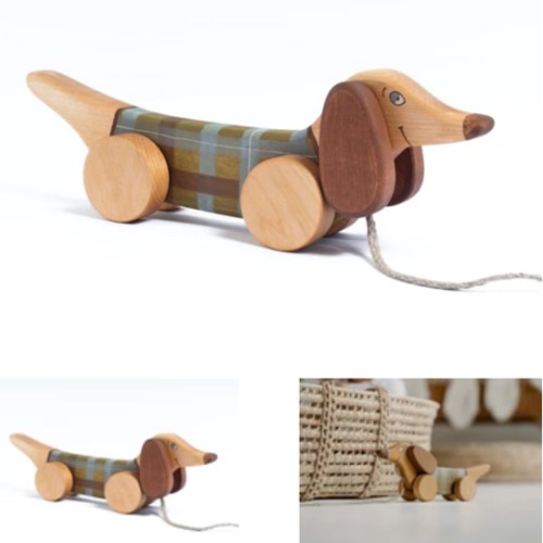 Pull Toy Green Sausage Dog – Merci Bisous