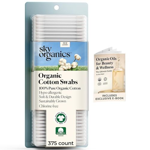 Sky Organics - Organic Cotton Swabs, Ultra Soft Tips - Strong & Durable - Hypoallergenic - Chlorine Free - Sustainable - Natural, Vegan & Cruelty Free - Skin Care & Self Care w ebook