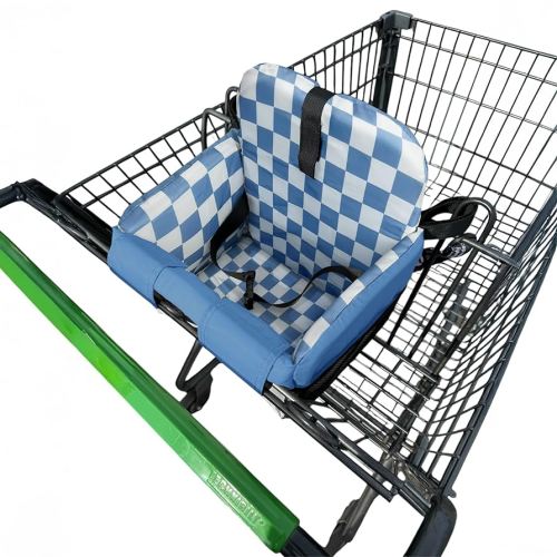 Shopping Cart Cover for Baby, High Chair Cover, Grocery Cart Cover, Cart Seat Cover for Baby, Shopping Cart Seat, Shopping Cart Cover for Baby Girl, Shopping Cart Cover for Baby Boy (Blue Checkered)