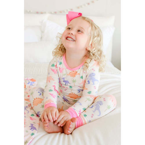 Two Piece Bamboo Pajamas in Little Fossil Pink | Caden Lane