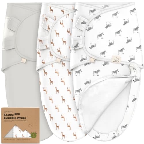 Baby Swaddle Sleep Sacks with Zipper - 3-Pack Swaddles for Newborns 0-3 Months, Infant, Baby Girls, Boys, Soft & Durable Newborn Sleep Sack, Easy Diaper Change Swaddling Blanket (The Wild)