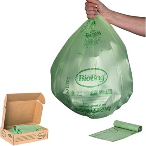 13 Gallon Tall Kitchen Compostable Bags by BioBag, 48 Count, BPI Certified, Meets ASTM D6400 Standards, Made in USA, Food Scrap Bin Liners