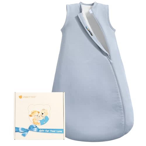 Baby Sleep Sack 3-6 Months, 1.0 Tog Supersoft Thermostatic Cotton Toddler Sleeping Sack for Babies Infant, 2-Way Zipper Baby Wearable Blanket for All Season