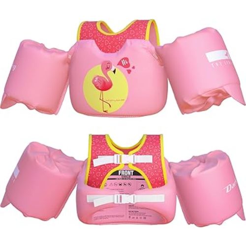 Dark Lightning USCG Coast Guard Approved Toddler Swim Vest for Age 2/3/4/5/6/7 Years Old, Kids Life Jackets with Arm Floaties 30-50 Pounds,Baby Water Wings in Sea/Pool/Puddle