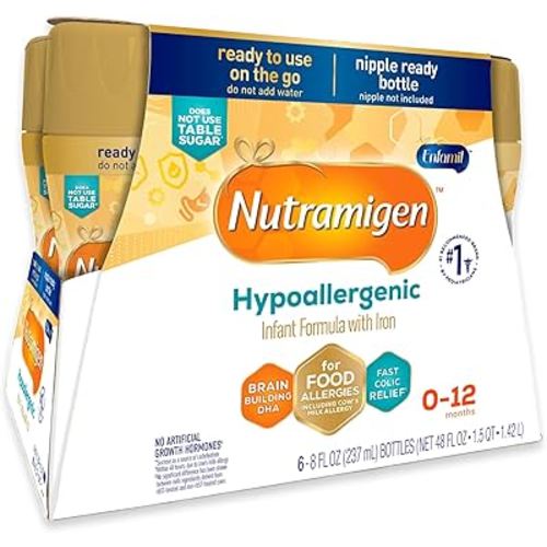 Enfamil Nutramigen Baby Formula, Hypoallergenic and Lactose Free Formula with Enflora LGG, Fast Relief from Severe Crying and Colic, Ready to Use Bottle, 8 Fl Oz (6 Count)