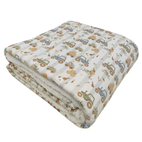 Tractor Trails Fuzzy Bamboo Blanket