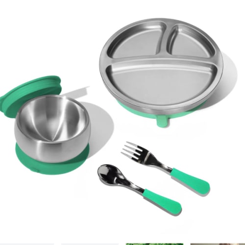 Avanchy Stainless Steel Gift Set: Registry Fave, Bowl, Plate, Spoons