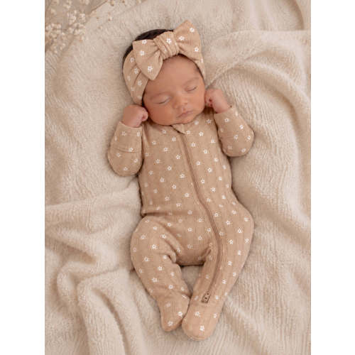 Almond Bloom | Organic Cotton Pointelle Baby Clothes Zipper Footie – SpearmintLOVE