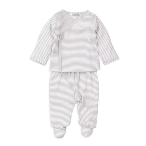 Unisex Cotton Striped Shirt and Footed Pants Set - Baby