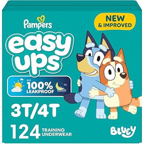 Pampers Training Pants - Easy Ups Boys & Girls Bluey - Size 3T-4T, 124 Count, Children's Potty Underwear (Packaging May Vary)