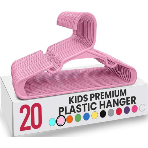 Utopia Home 20 Pack Kids Hangers - 11.5 Inch Plastic Baby Hangers for Closet - Children Hanger for Clothes - Infant Hanger for Closet - Everyday Standard Use (Baby Pink)
