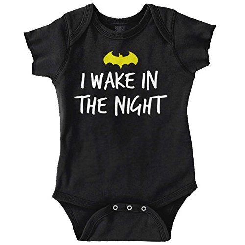 Brisco Brands I Wake in the Night Superhero Bat Baby Romper Boys or Girls