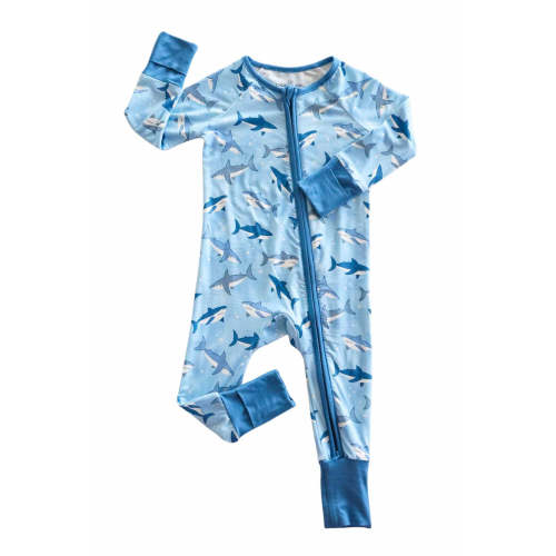 Convertible Zip Romper in Fin Friends | Caden Lane