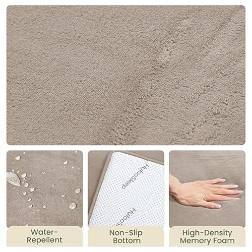 Baby Play Mat for Floor,1.3" Thick Elasti-Foam 50"×50" Playpen Mat for Tummy Time,Water Repellent Soft Coral Velvet for Toddler,Infant,Kids,Non-Slip Backing Safe for Crawling(Beige)