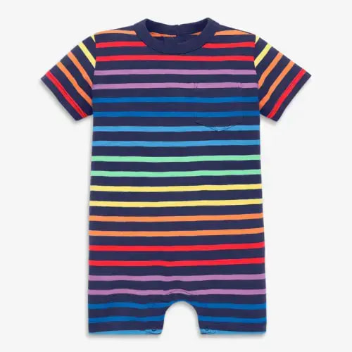 Baby pocket shortie in double rainbow stripe - 12 to 18 Months
