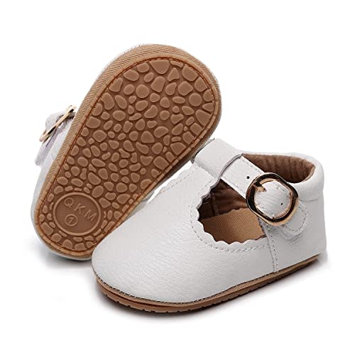 HONGTEYA Infant Baby Girls Mary Jane Flats Non Slip for Toddler First Walkers Soft Sole PU Leather Crib Shoes Sneaker Wedding Party Christmas Princess Dress Shoes Baby Moccasins Girls