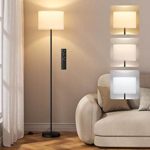 Dimmable Floor Lamp with Remote, 9W 900LM LED Bulb Included