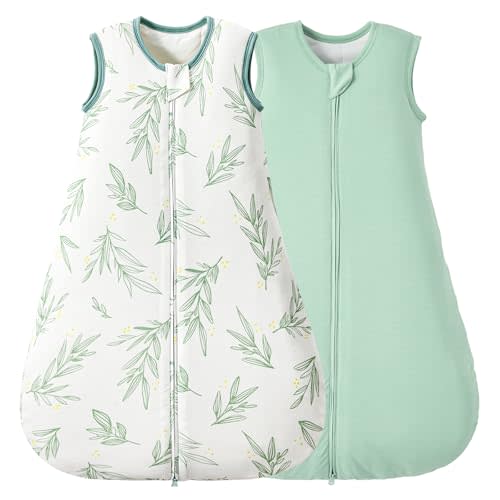 Duomiaomiao 2 Pack Baby Sleep Sack 95% Rayon Made from Bamboo, 5% Spandex, 2.5 TOG Baby Wearable Blanket 0-6 Months, Premium Soft Winter Toddler Sleep Sack, 2-Way Zipper Sleeping Bag for Unisex Babies