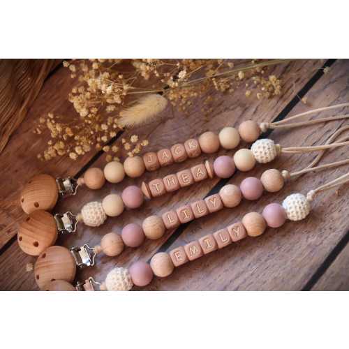 Personalised Dummy Chain | Dusty Pink Dummy Clip | Dummy Holder | Handmade Baby Gift for Girls & Boys | Personalised Gift | Pacifier Clip