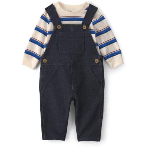 Carter's Baby Boys' 2-piece Overall Set Blue Navy Sports Patches