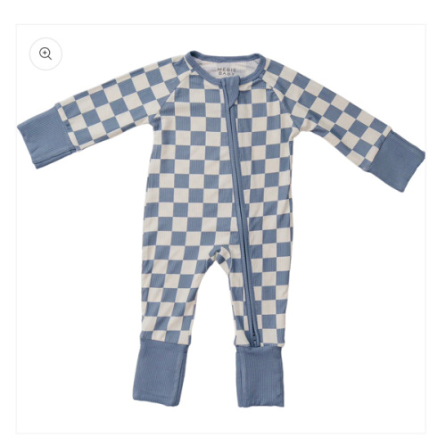 Mebie Baby Taupe Checkered Bamboo Zipper