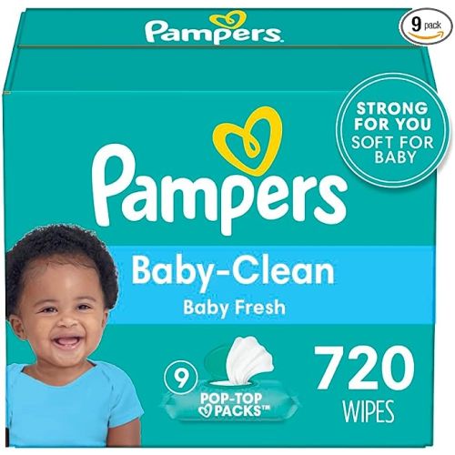 Pampers Baby Wipes Baby Fresh Scented 9X Pop-Top Packs 720 Count