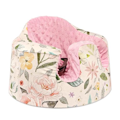Baby Seat Cover Compatible with Bumbo Seat, Soft Comfortable Minky Seat Cover for Baby Girl Boy, Breathable Removable Cover for Baby Seat, Machine Washable, Pink Flowers