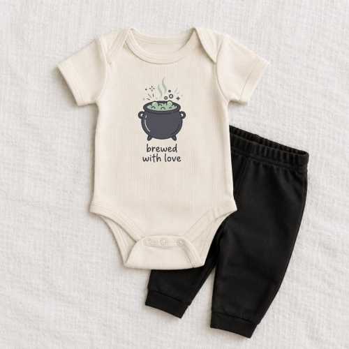 Brewed With Love Halloween Baby Onesie