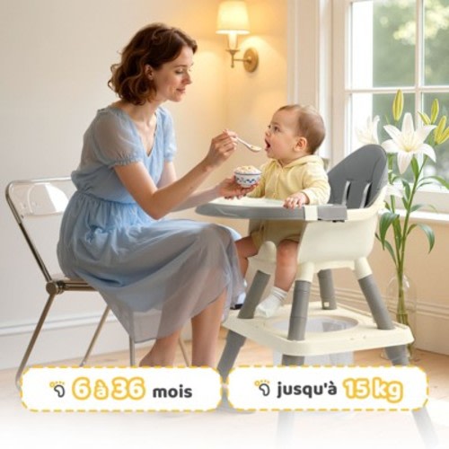 JOYMOR 7-in-1 Baby High Chair, Convertible HighChair for Babies and Toddlers, Kids Learning Table and Chair