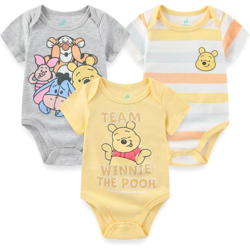 Disney Baby Toy Story Mickey Mouse Cars Winnie the Pooh Boys 3 Pack Bodysuit Creeper for Newborn and Infant