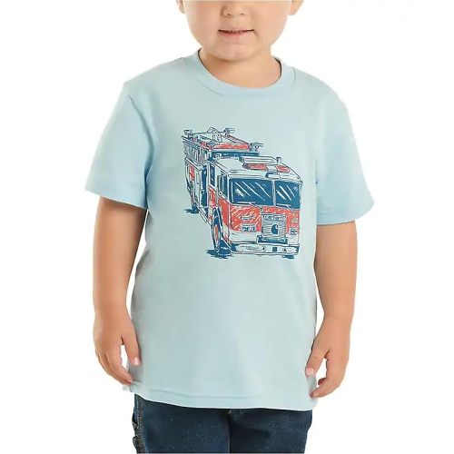 Carhartt Boys' Short-Sleeve Fire Truck T-Shirt (Toddler/Child) - Clear Sky Fog Blue - 4 Toddler