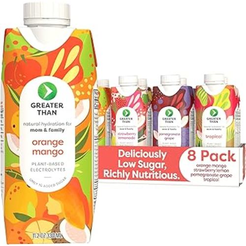 Greater Than Lactation Supplement Support, Coconut Water, Vitamins & Electrolyte Drink for Breastfeeding, Breast Milk & Immune Support, Lactation Cookies Alt, Gluten Free, Low Sugar, 8 Variety Pack