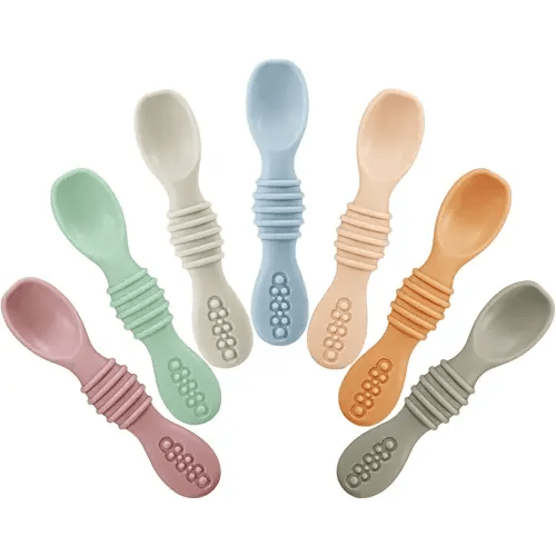 PandaEar 7 Pack Baby Led Weaning Spoons| Silicone Baby Spoons Self Feeding Utensils, Toddler Infant Feeding Spoon First Stage