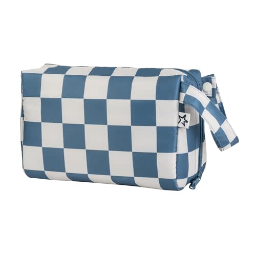 Tiny Twinkle Waterproof Travel Toiletry Bag Organizer | Blue Checkers