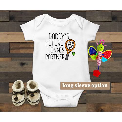 Tennis Baby Bodysuit, Daddy's Future Tennis Partner, Doubles Partner, Funny Baby Clothes, Sports Baby Outfit, Tennis Star, Baby Announcement