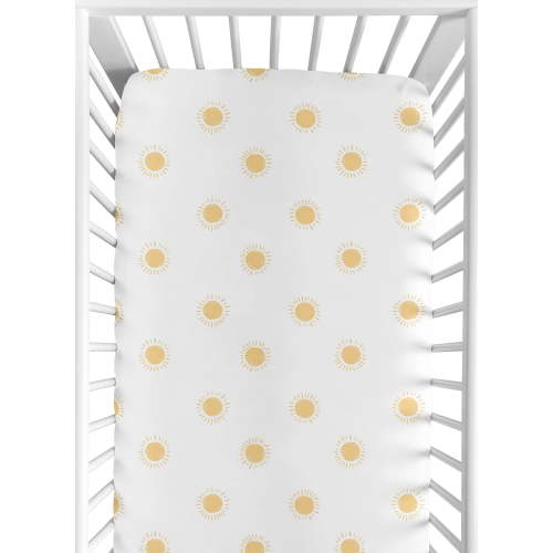 Sweet Jojo Designs Boho Sun Yellow and White Fitted Crib Sheet